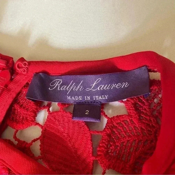 Ralph Lauren Collection Purple Label Embroidered Lace Crochet Red Midi Dress 2 - Picture 9 of 14